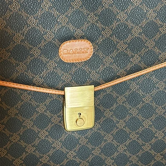 Bally Black and Brown Monogram Briefcase Computer Bag- Rare! - Picture 2 of 12